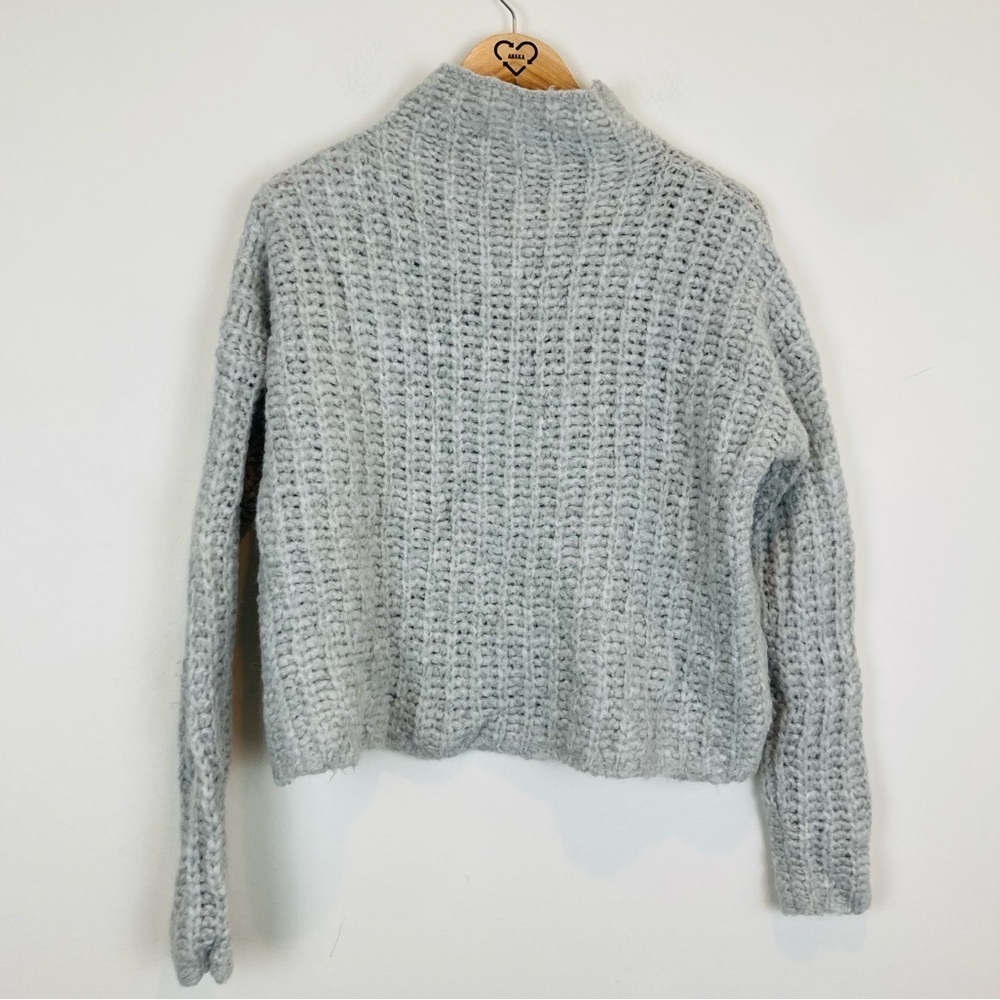 Aerie pale gray soft wool angora blend funnel neck sweater. Size Small - Picture 4 of 6